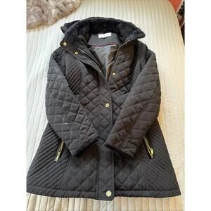 Laundry by Shelli Segal Women's Black Quilted Coat Size Petite Small